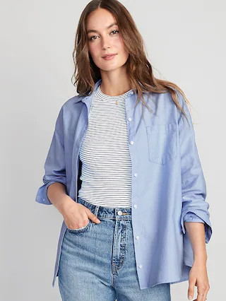 Oversized Button-Down Boyfriend Shirt | Old Navy (CA)