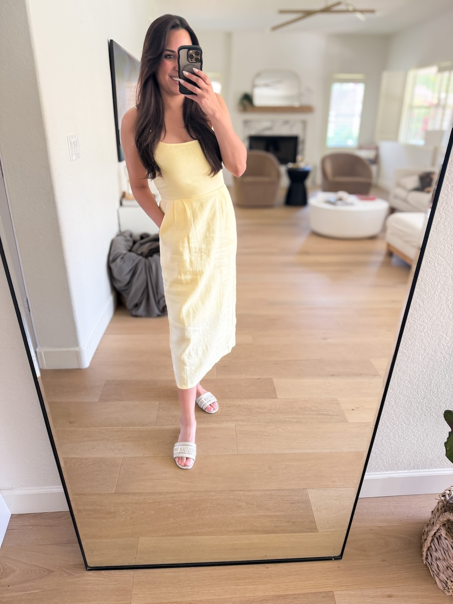 Love this 100% linen dress, it's the perfect summer outfit! It's also a great Mother's Day outfit, vacation outfit, travel outfit, Europe vacation outfit, summer dress, spring dress, butter yellow.  

 #LTKOver40 #LTKFindsUnder100 #LTKStyleTip