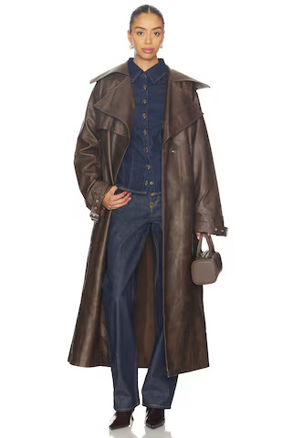 superdown Astra Faux Leather Trench in Brown from Revolve.com | Revolve Clothing (Global)