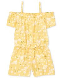 Baby And Toddler Girls Short Sleeve Floral Print Knit Off Shoulder Romper | The Children's Place