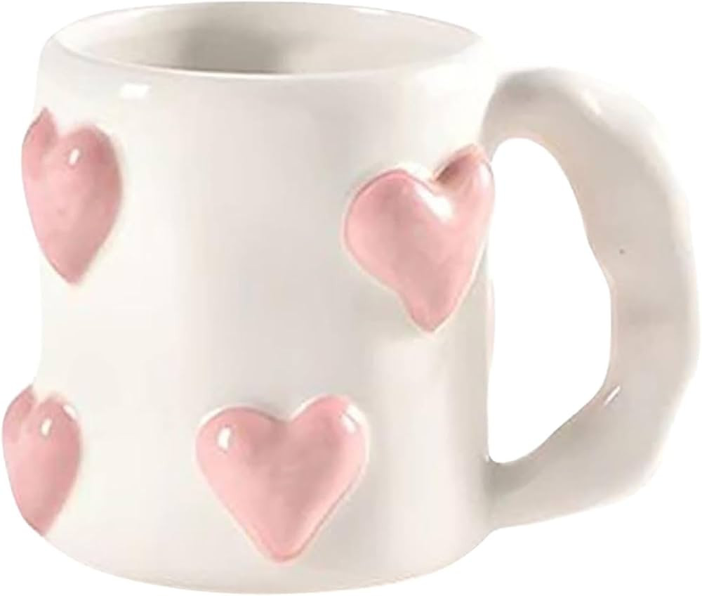 3D Heart Valentines Mug - Pink Love Coffee Mug Ceramic Cup 17oz Valentine's Day Couple Mug Cute H... | Amazon (US)
