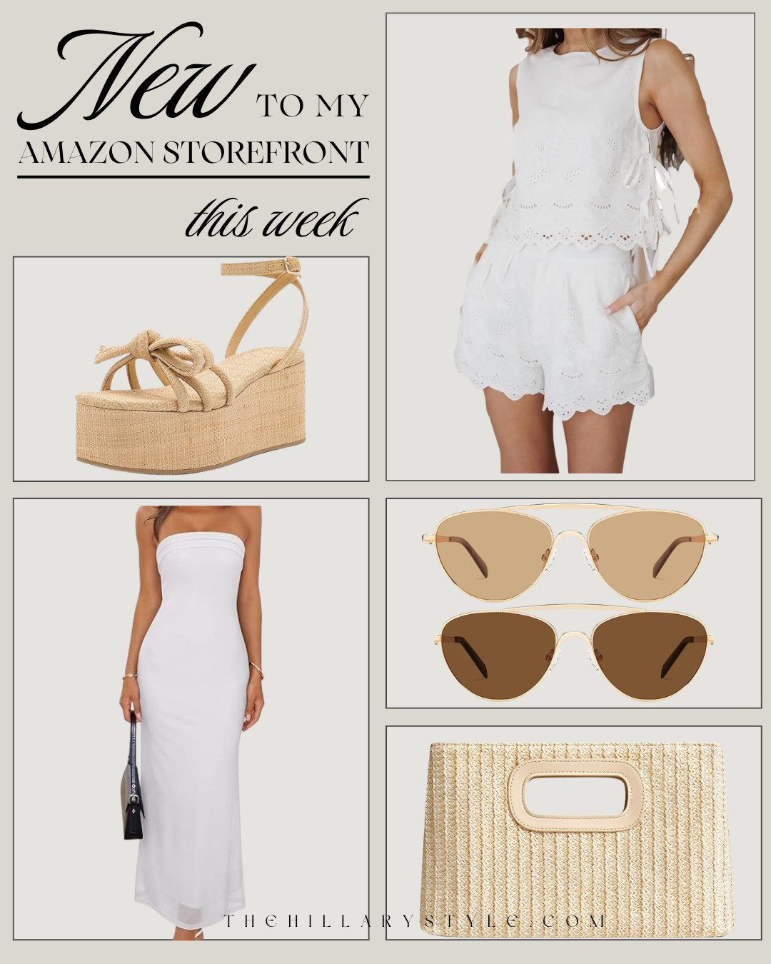 Must Have — NEW AMAZON FASHION FINDS! These NEW STYLES just landed in my storefront this week and they are perfect for creating that effortless, elevated look. From the STRAW PLATFORM SANDALS and WOVEN CLUTCH to the CHIC WHITE MAXI DRESS and CLASSIC SUNGLASSES, these pieces are simple, timeless, and easy to style all season long.

#Amazon #TheHillaryStyle #AmazonFashion #NewAmazonFinds #EffortlessStyle #ChicOnABudget #NeutralStyle #SummerStyle #AmazonStyle #FashionFinds 

 #LTKdayinmylife #LTKOver40 #LTKHome