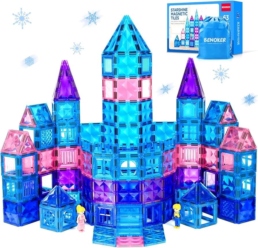 BENOKER Frozen Castle Magnetic Tiles - 3D Diamond Building Blocks, STEM Educational Kids Toys for... | Amazon (US)