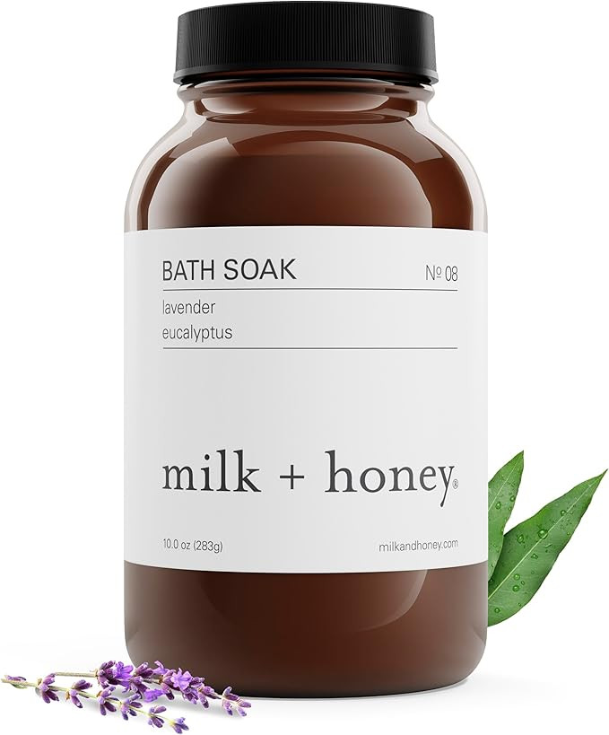 milk + honey Calming Bath Soak No. 8, Moisturizing Epsom Salt Bath Soak with Lavender and Eucalyp... | Amazon (US)