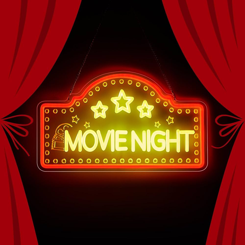 Retisee Movie Night Neon Sign 15.4 Inch Movie Theater Lights for Wall Night Party Decoration LED ... | Amazon (US)