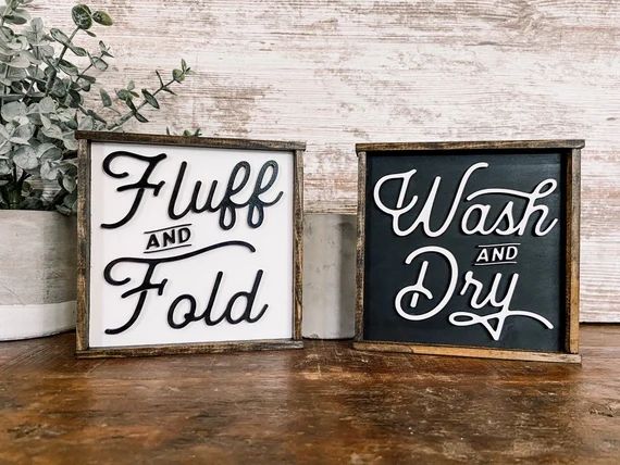 Mini Laundry Room Sign | 3D Wood Sign | Fluff and Fold | Wash and Dry | Mini Laundry Sign | Tiere... | Etsy (US)
