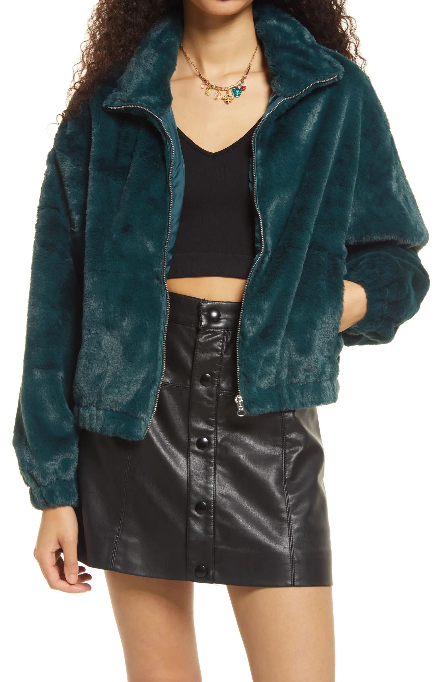 BP. Crop Faux Fur Jacket | Nordstrom | Nordstrom