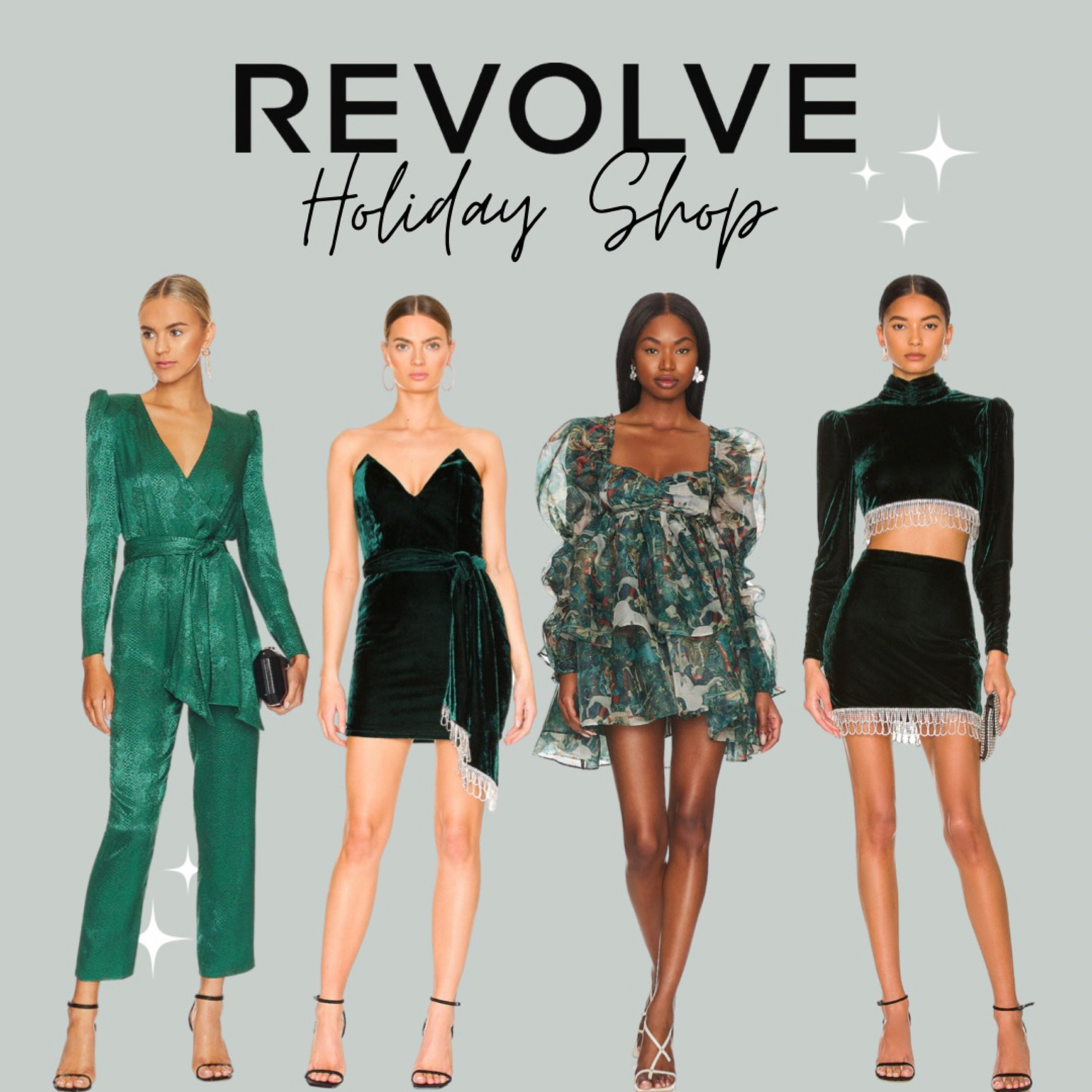 REVOLVE Holiday and NYE looks! 

Green sparkly jumpsuit, velvet green dress, puff sleeve green dress, velvet set 

#LTKSeasonal #LTKwedding #LTKHoliday