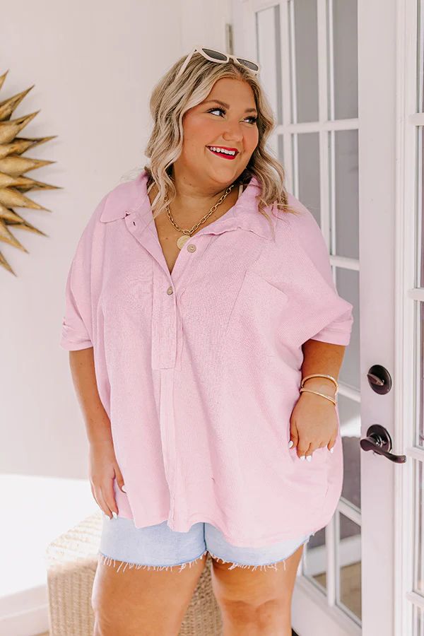 Sunshine and Smiles Waffle Knit Top Curves | Impressions Online Boutique