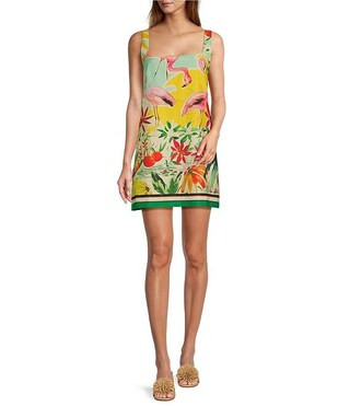Eliana Printed Square Neck Sleeveless Shift Dress | Dillard's