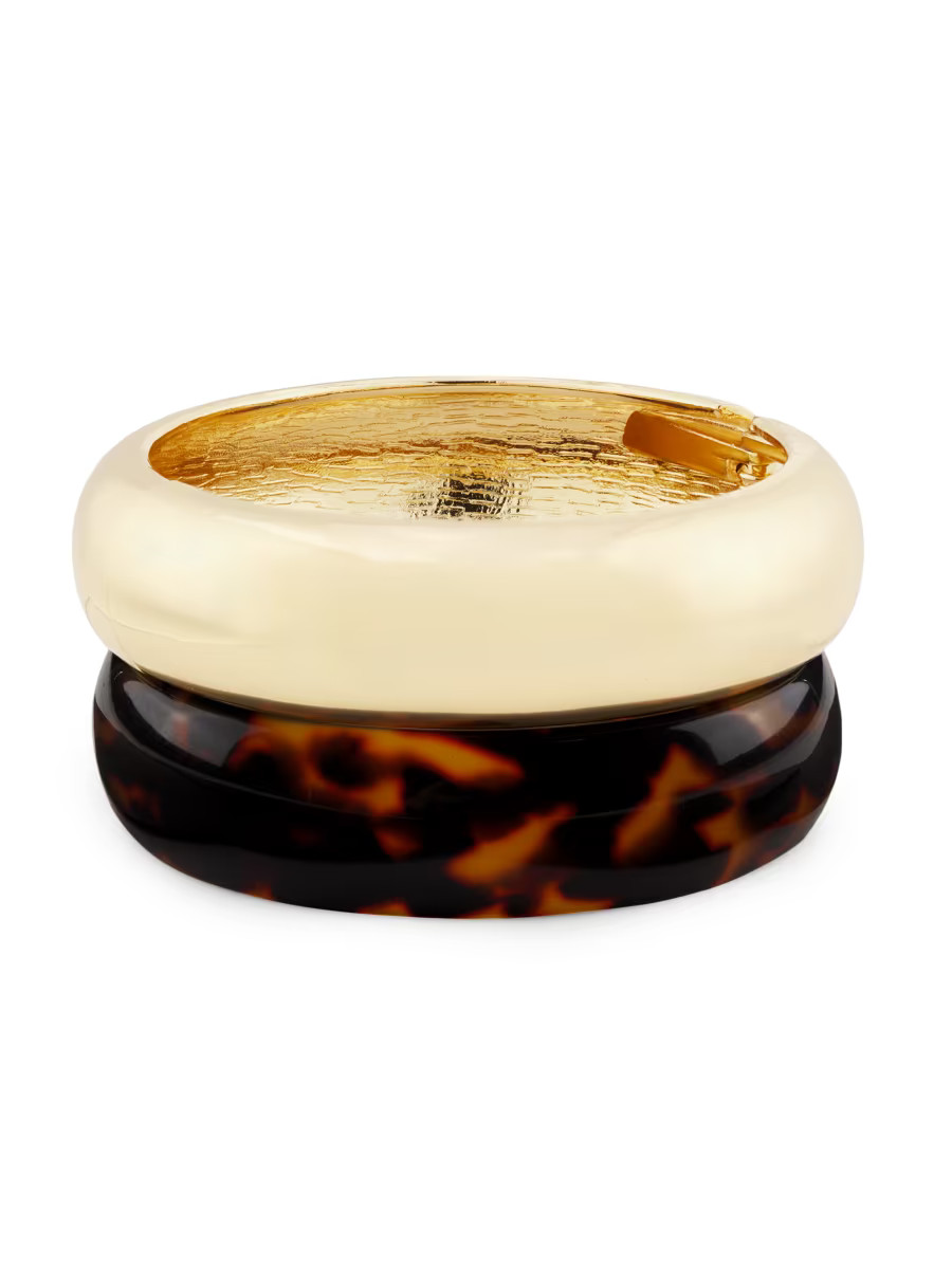 2-Piece 14K-Gold-Plated & Tortoishell Bangle Set | Saks Fifth Avenue