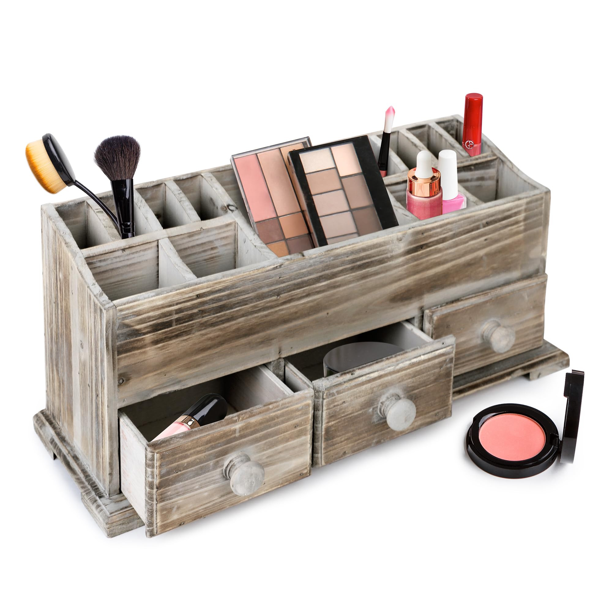 Besti Rustic Vanity Organizer for Cosmetics, Makeup, and Bathroom Accessories, Wooden Farmhouse S... | Amazon (US)