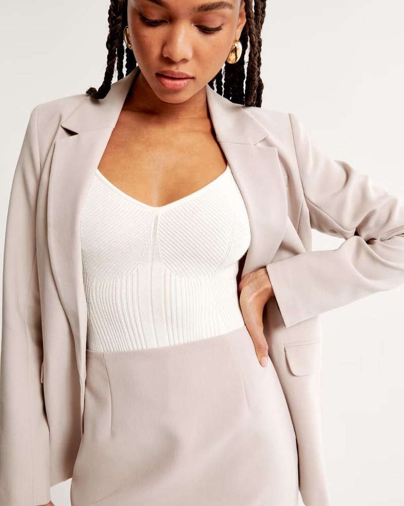 Short-Sleeve Sweetheart Sweater Bodysuit | Abercrombie & Fitch (US)