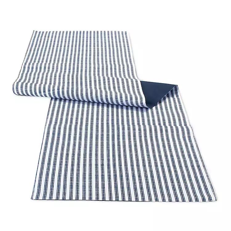 Blue and White Striped Table Runner, 70 in. | Kirkland's Home