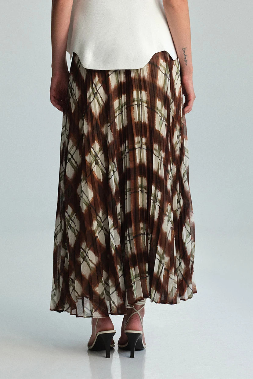Otta Skirt in Painted Plaid Brown | Over The Moon