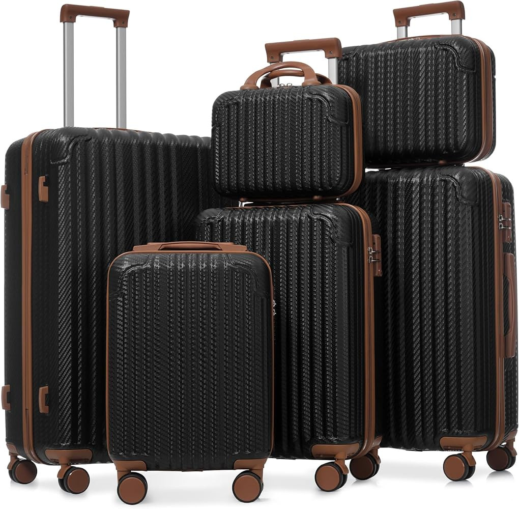 Merax Luggage Set 6 Piece, Lightweight ABS Hardshell Suitcases with Spinner Wheels & TSA Lock, Ca... | Amazon (US)