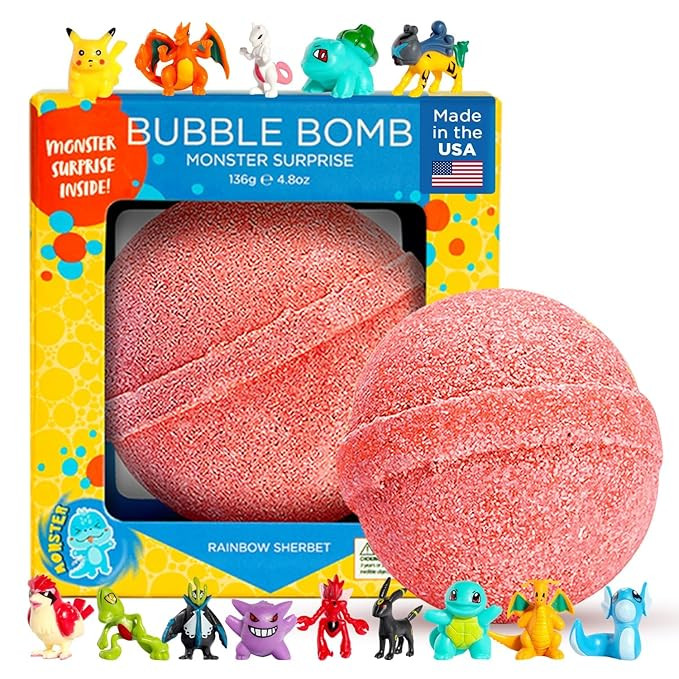 Poke Monster Bath Bomb for Kids with Surprise Toys Inside (Gift Set) - Large Bubble Bath Bombs fo... | Amazon (US)