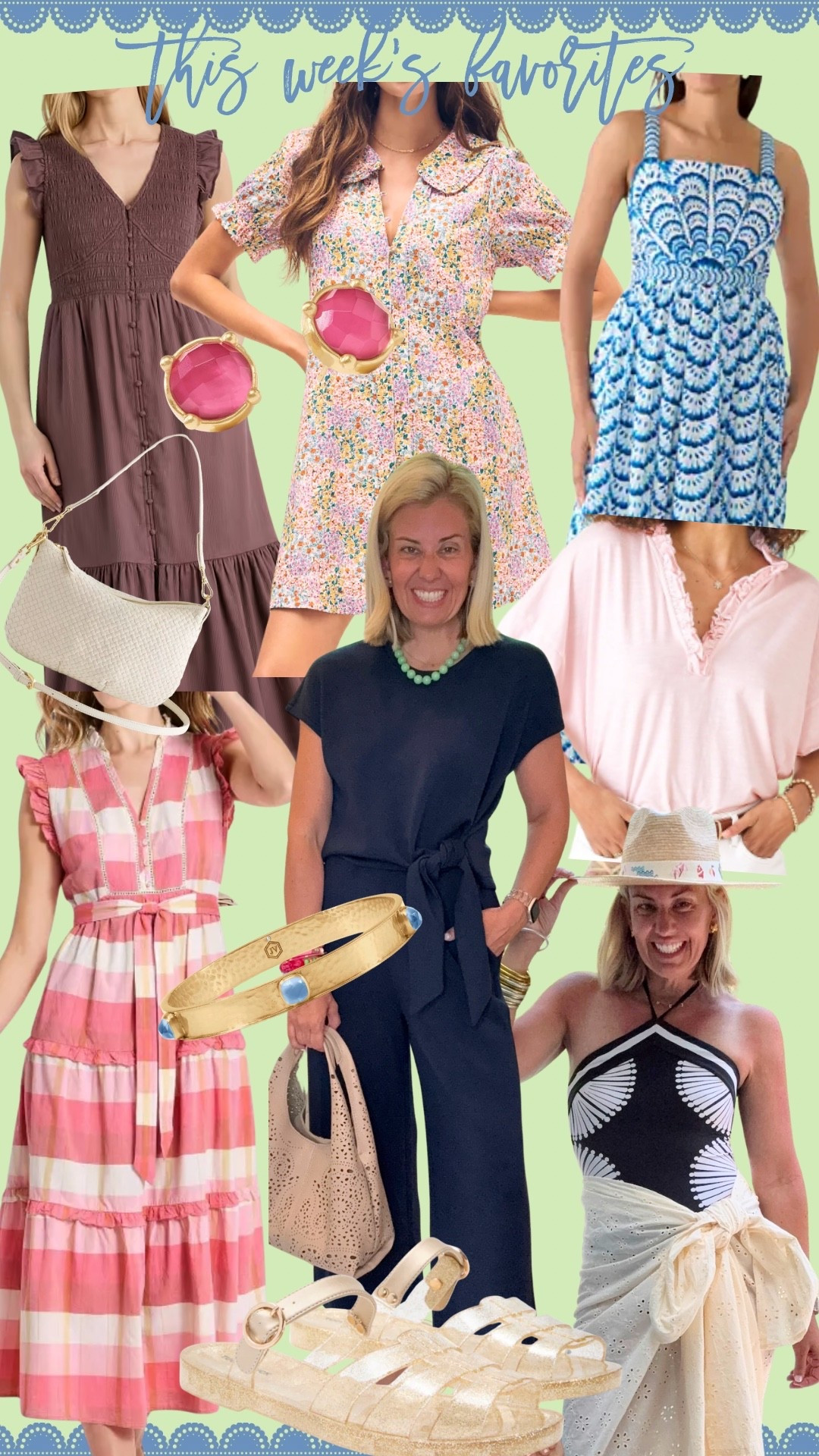 This week’s favorites according to yall!! Lots on sale too!!
Jumpsuit - small petite 
Swimsuit- small
Keira Dress - small
Maxi Dresses - xs 
Mersea top - one size (I have regular and petite length) 
Jellies - 7/8

#LTKdayinmylife #LTKOver40 #LTKSeasonal