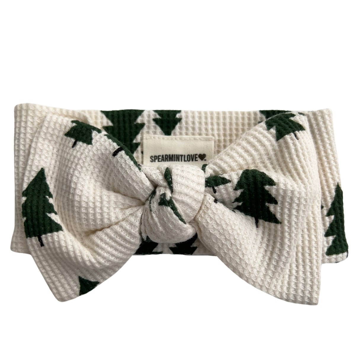 Organic Waffle Knot Bow, Forest Green Trees | SpearmintLOVE