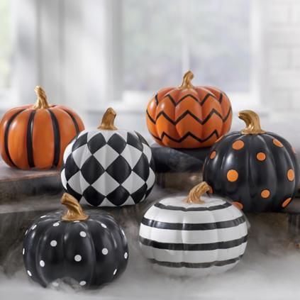 Mini Designer Pumpkins, Set of Three | Grandin Road