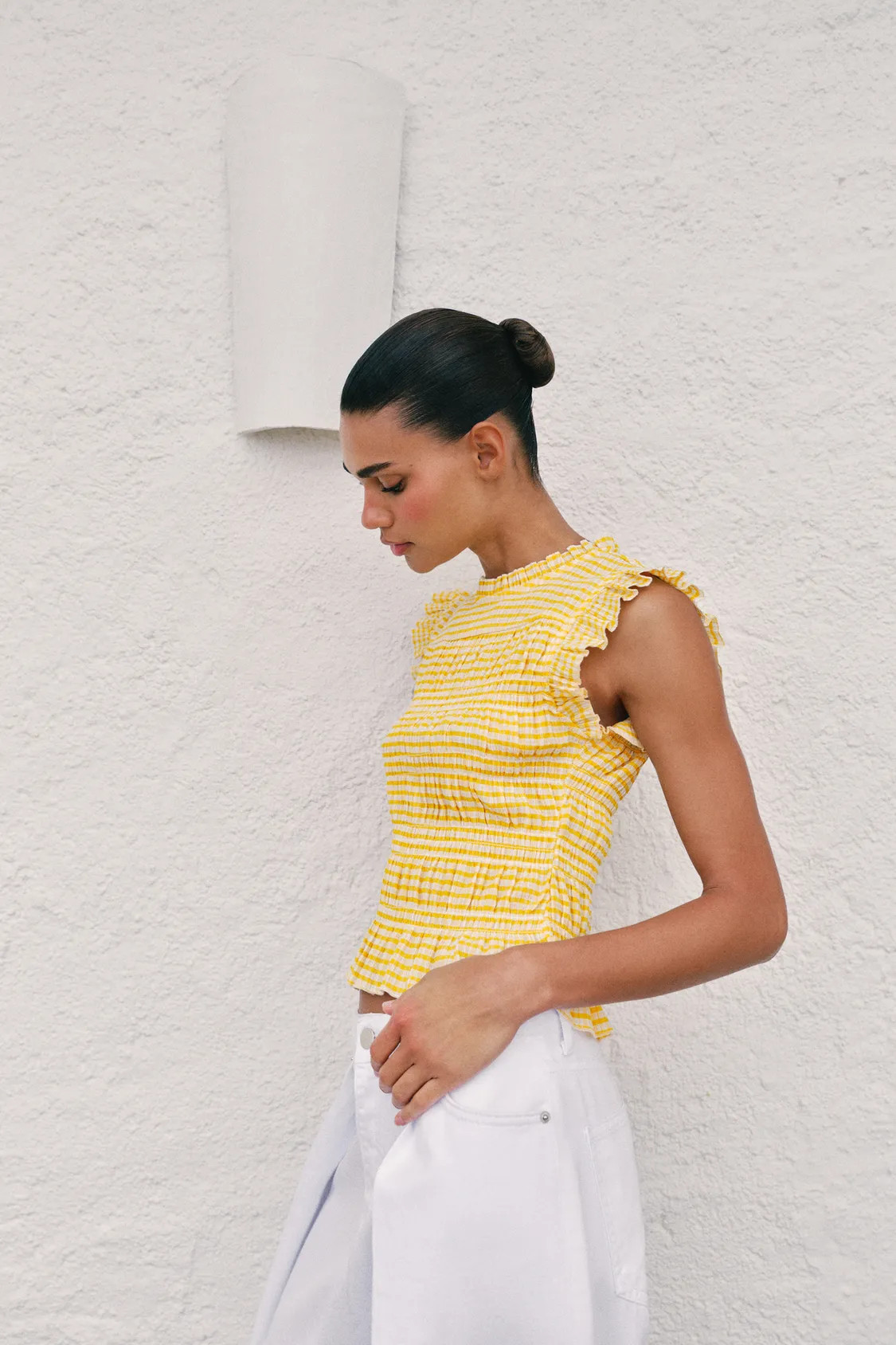 GINGHAM SMOCKED TOP | Zara UK
