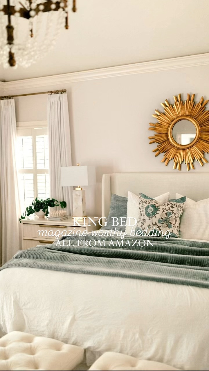 ✨ Magazine worthy king bedding - all from amazon! ✨

King Bed Recipe:
🔹 White Ruffle Duvet + Shams
🔹 Velvet Quilt + Shams (color blue linen)
🔹 2 white 22x22
🔹 1 decorative 22x22

Home inspiration | interior design | Bedroom Design

#ltkhome #amazonhome #ltkunder100 #founditonamazon 


#LTKFindsUnder50 #LTKHome #LTKFindsUnder100
