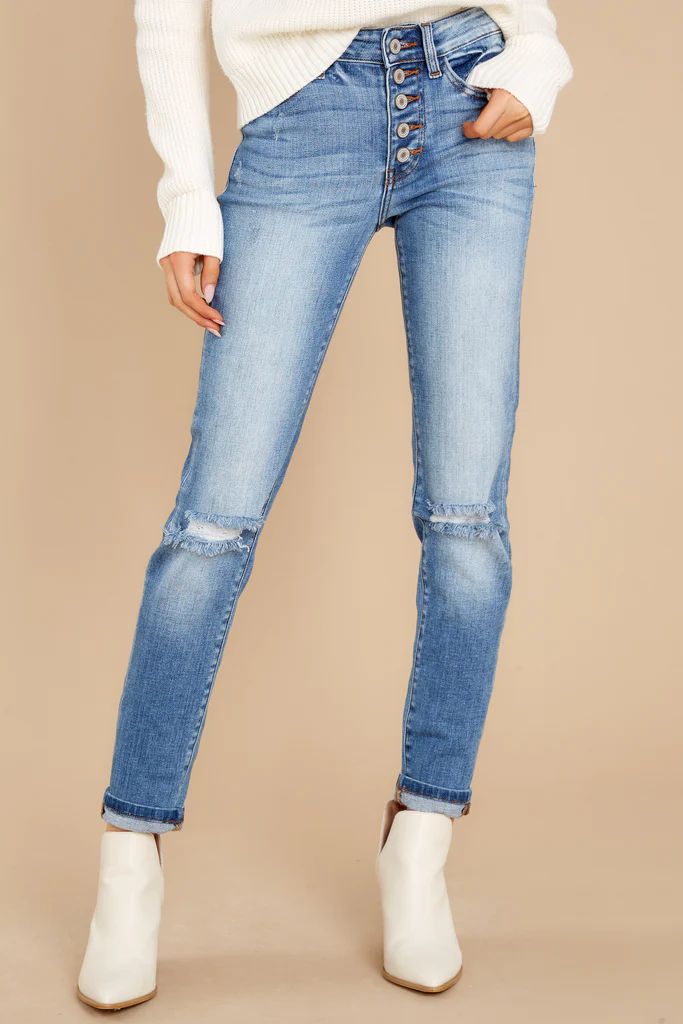 Look This Way Light Wash Distressed Skinny Jeans | Red Dress 