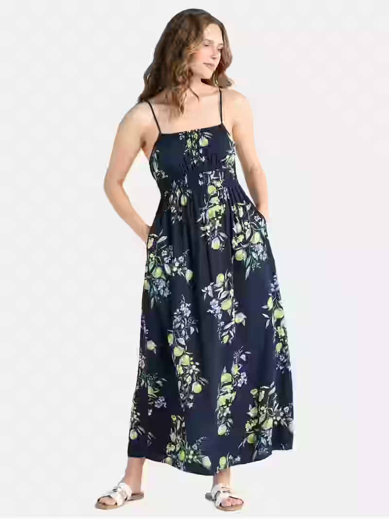 Time and Tru Women's and Women's Plus Smocked Waist Maxi Dress, Sizes XS-4X | Walmart (US)