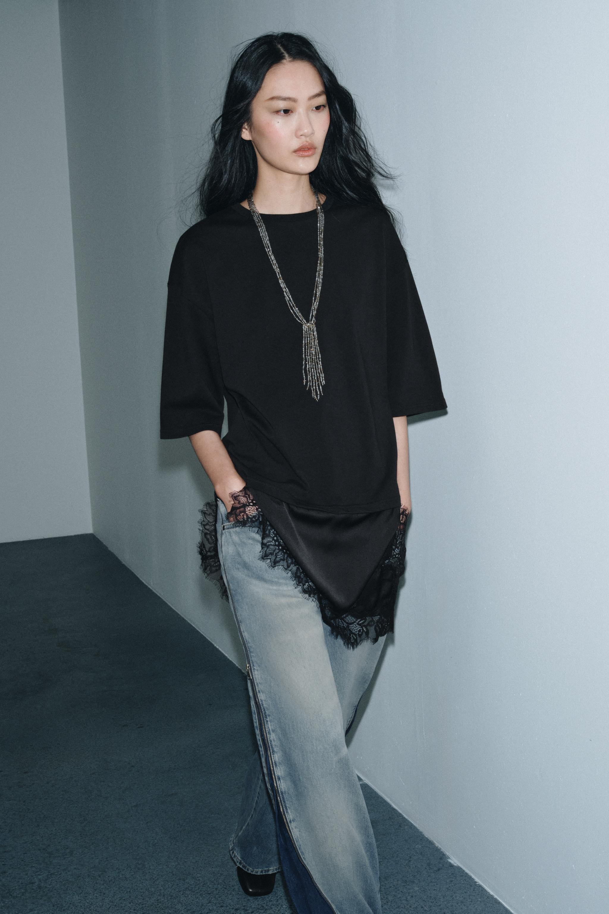 COMBINATION LACE T-SHIRT | Zara US