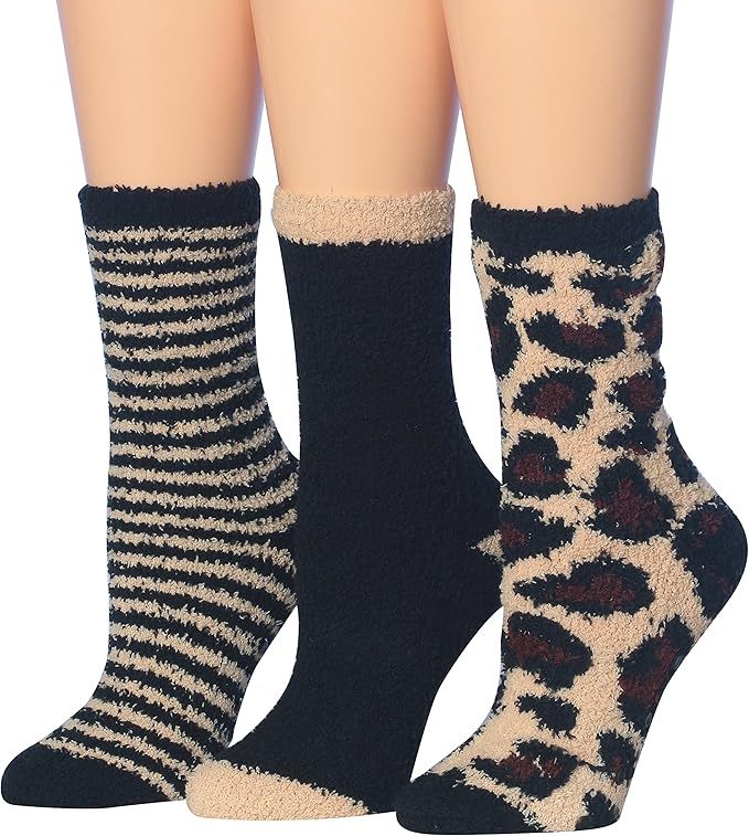 Tipi Toe Women's 3-Pairs Cozy Microfiber Anti-Skid Soft Fuzzy Crew Socks | Amazon (US)