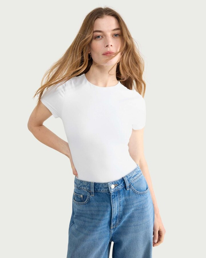 F&F Polyamide Short Sleeved Bodysuit in White | Tesco F&F