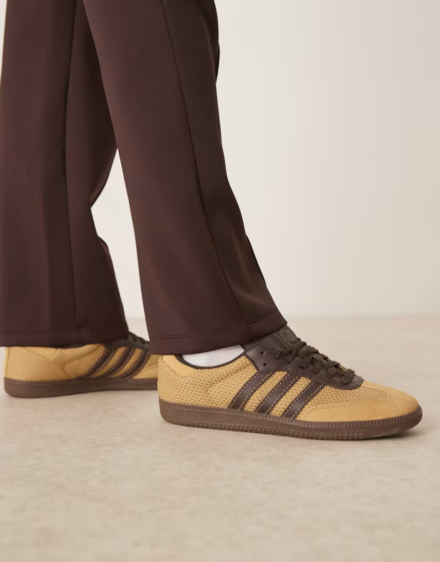 adidas Originals Samba OG sneakers with crochet detailing in yellow and brown | ASOS (Global)