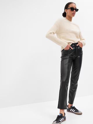 High Rise Vintage Slim Vegan-Leather Pants | Gap Factory