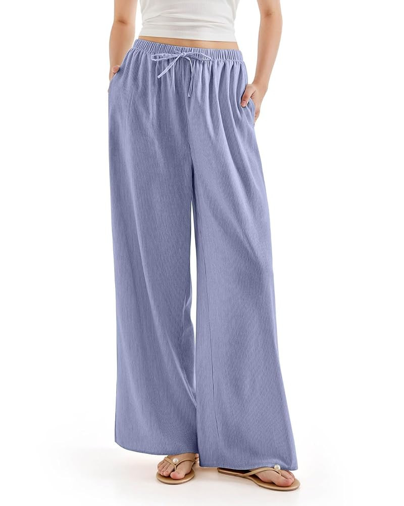 SUUKSESS Women Wide Leg Linen Pants with Pocket High Waisted Lounge Palazzo Pant | Amazon (US)