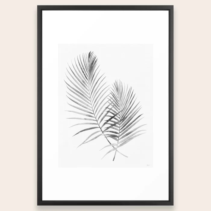 Black and White Palm Fronds Framed Art Print | Society6