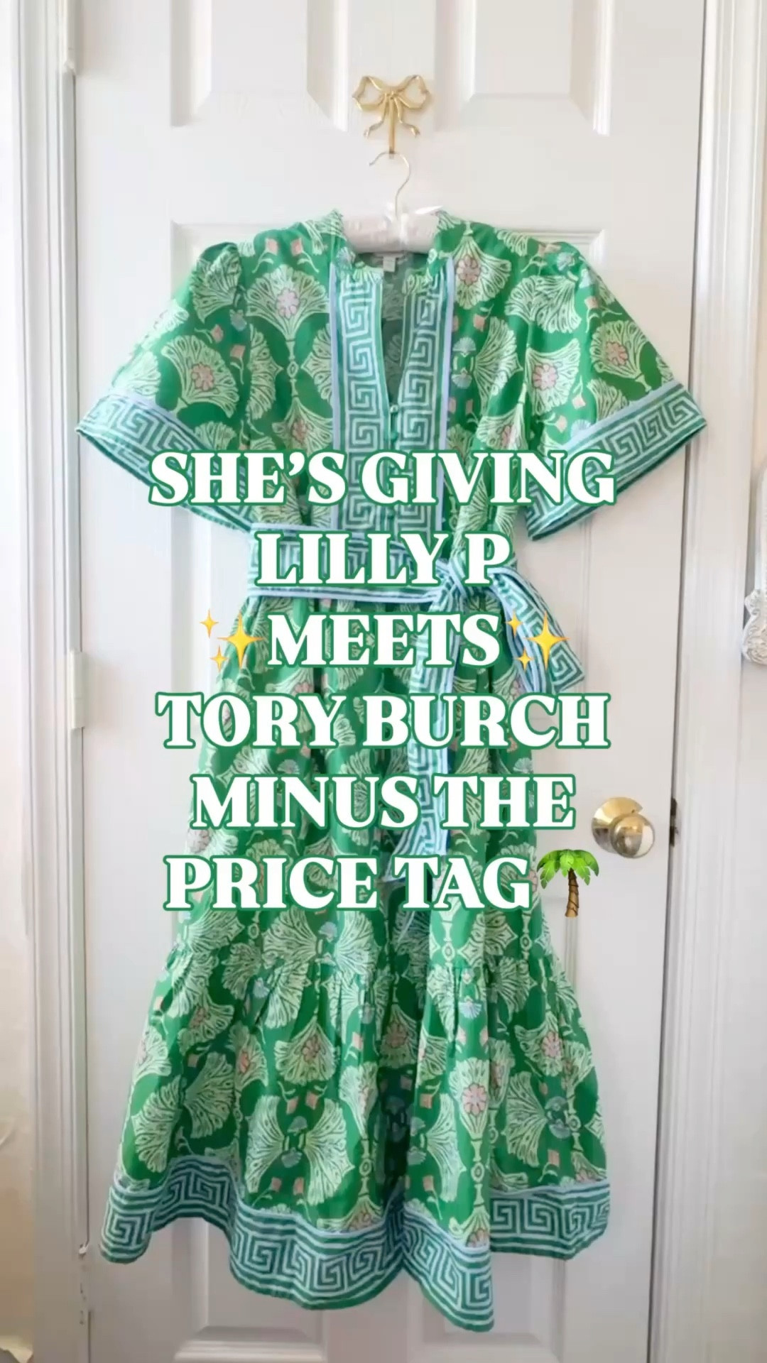lilly pulitzer look for less, tory burch look for less, lilly pulitzer inspired dress, tory burch dupe dress, botanical print dress women, greek key dress women, kelly green dress women, resort wear dress women, preppy midi dress women, spring wedding guest dress, garden party dress women, palm beach style dress, resort style dress women, printed midi dress women, lilly pulitzer midi dress look for less, spring dress women, waterfront dinner outfit, wedding guest dress spring, preppy resort dress women, look for less designer dress

Kelly green botanical print with pink and soft blue accent colors living inside it. Greek key border running down the placket and along the hem. Cinched tie waist. Tiered midi length. 

This dress has Lilly Pulitzer DNA and Tory Burch architecture and she is a fraction of either price.

100% cotton. 47 inches long. Side seam pockets. Button closure. Split neck. Short sleeves. Machine washable. The details are not cutting corners.

Garden party. Spring wedding guest. Waterfront dinner. Weekend away. This dress handles all of it without changing once.

The woman who has quietly closed the tab on a Lilly botanical print. Who has loved a Tory Greek key dress from a respectful distance. This is the version that makes sense.

If you’re searching:
Lilly Pulitzer look for less
Tory Burch look for less
botanical print midi dress
greek key dress women
kelly green dress women
resort wear dress women
spring wedding guest dress
garden party dress women
preppy midi dress women
palm beach style dress

#LTKSeasonal #LTKWedding #LTKFindsUnder100​​​​​​​​​​​​​​​​ #LTKFindsUnder50 #PreppyStyle #ToryBurch #LillyPulitzer #ResortStyle #VacationDress #ResortWear 

#LTKPetite #LTKSaleAlert #LTKWedding