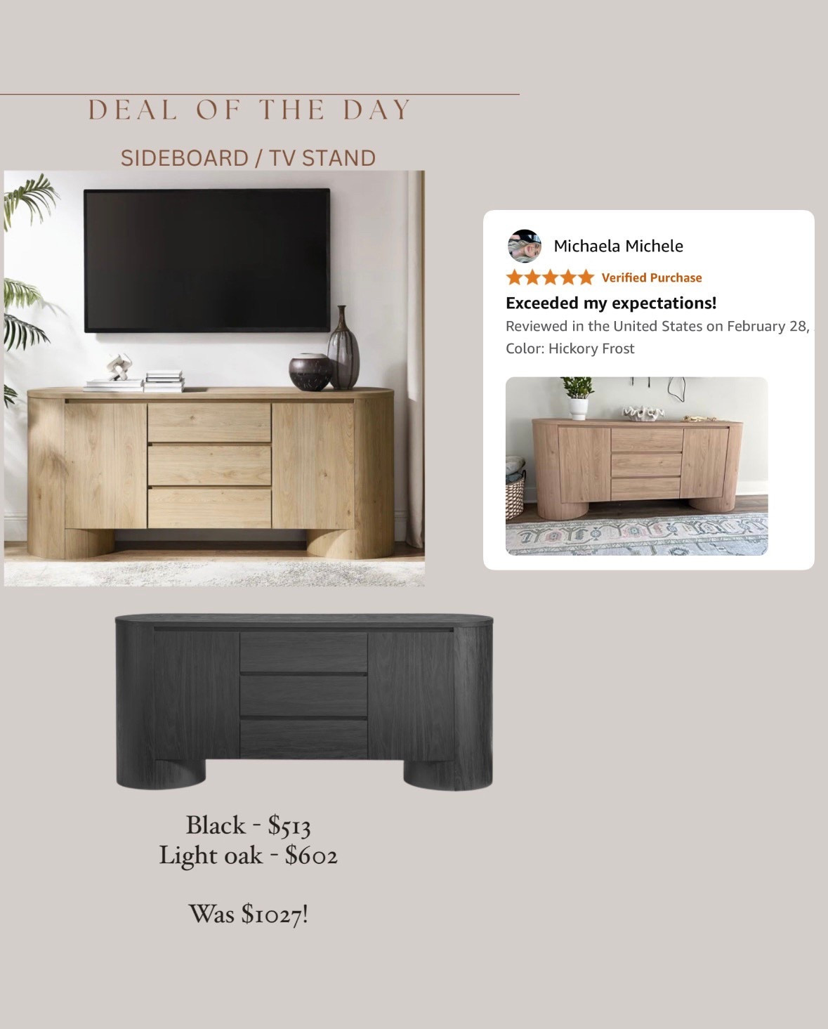 When I first found this sideboard/ tv stand about a month ago, it was over $1000!!!!! Now it’s on sale starting at $513 🤯🤯🤯😍😍😍🚨🚨🚨 unbelievable price for this size and rounded style omg! 

#LTKSaleAlert #LTKSpringSale #LTKHome