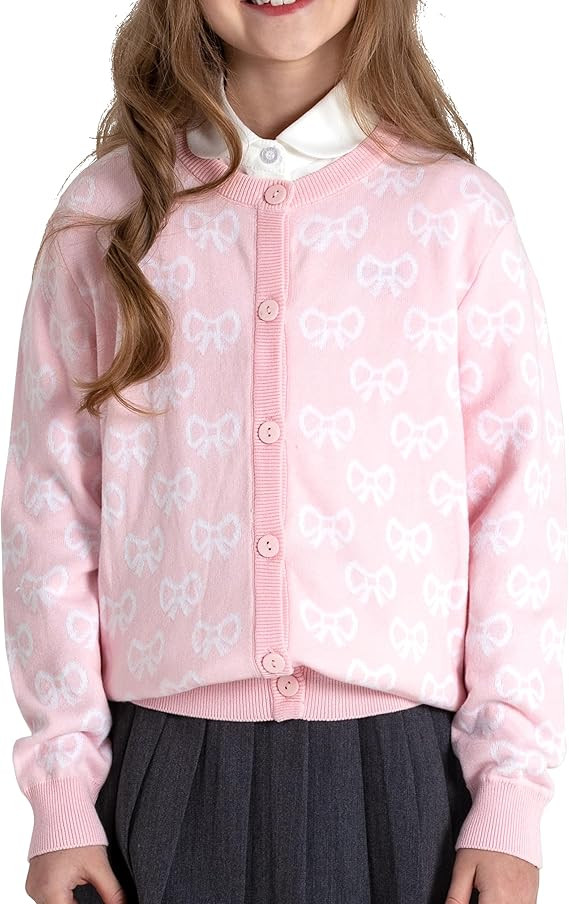 BOBOYOYO Girls Cute Cardigan 100% Cotton Girls Button Up Sweater Long Sleeve Kids Knit Cardigan C... | Amazon (US)