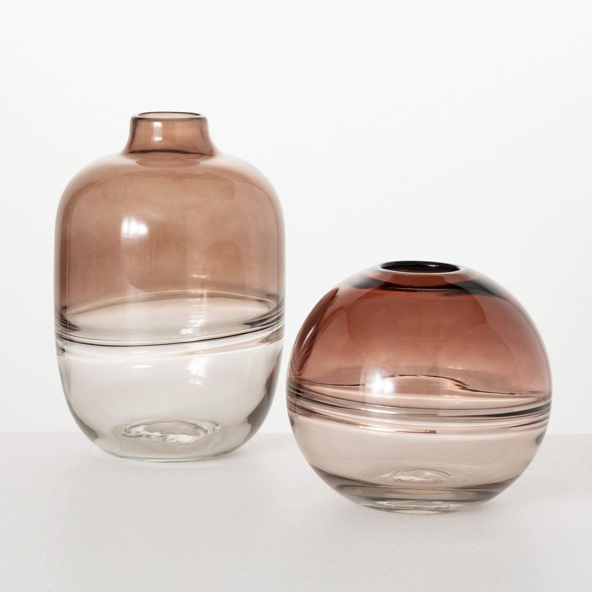Sullivans 6.75" & 9.75" Warm Taupe Swirl Glass Vases Set of 2 | Target