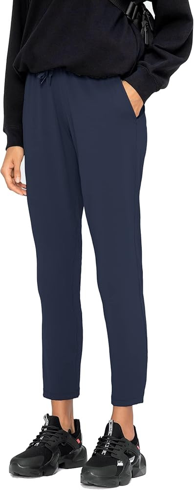 AJISAI Petite/Regular Women's 7/8 Joggers Travel Pants with Pockets Lounge Casual Stretch Workout... | Amazon (US)