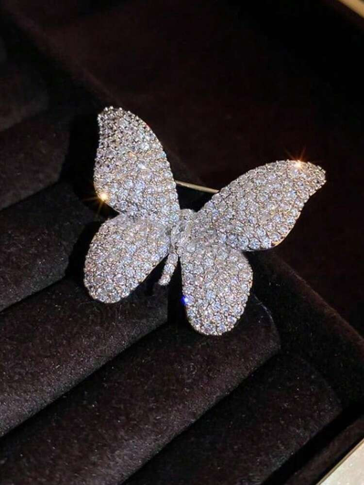 1pc Rhinestone Butterfly Brooch, Unique Design Women's Lapel Pin, Elegant Sophisticated Accessory | SHEIN