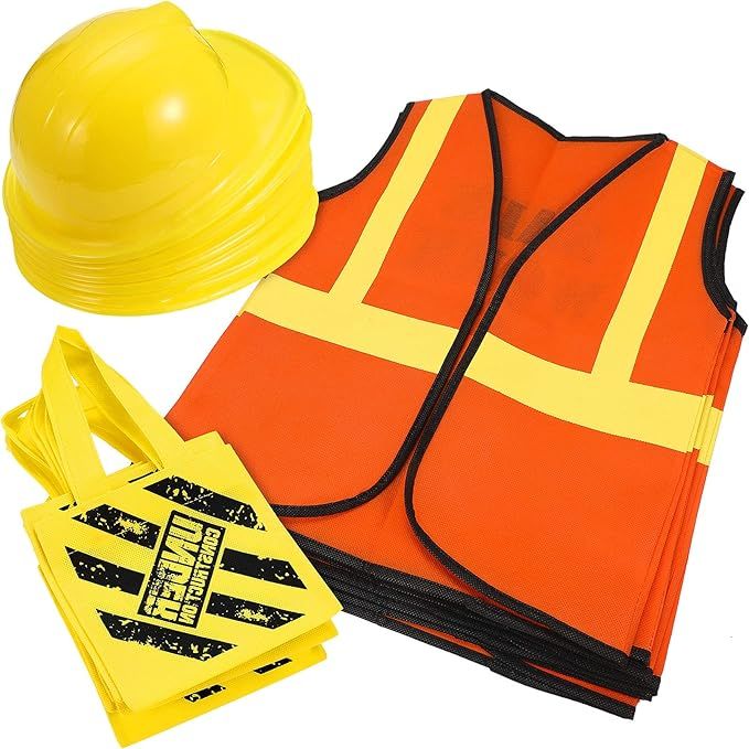 24 Pieces Construction Dress up Supplies Construction Costume Including Tote Bag Vest and Constru... | Amazon (US)