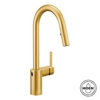 Align Brushed Gold  15.63 in. H Touchless Pull Down Sprayer Kitchen Faucet with MotionSense and 3... | The Home Depot