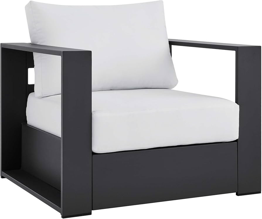 Modway Tahoe Aluminum Outdoor Patio Armchair in Gray White | Amazon (US)