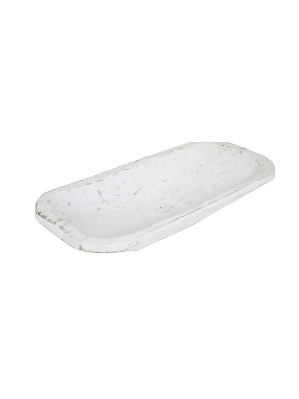 Maizonet Wooden Dough Bowl Rustic White Table Decoration Home Decor 19 in - Walmart.com | Walmart (US)