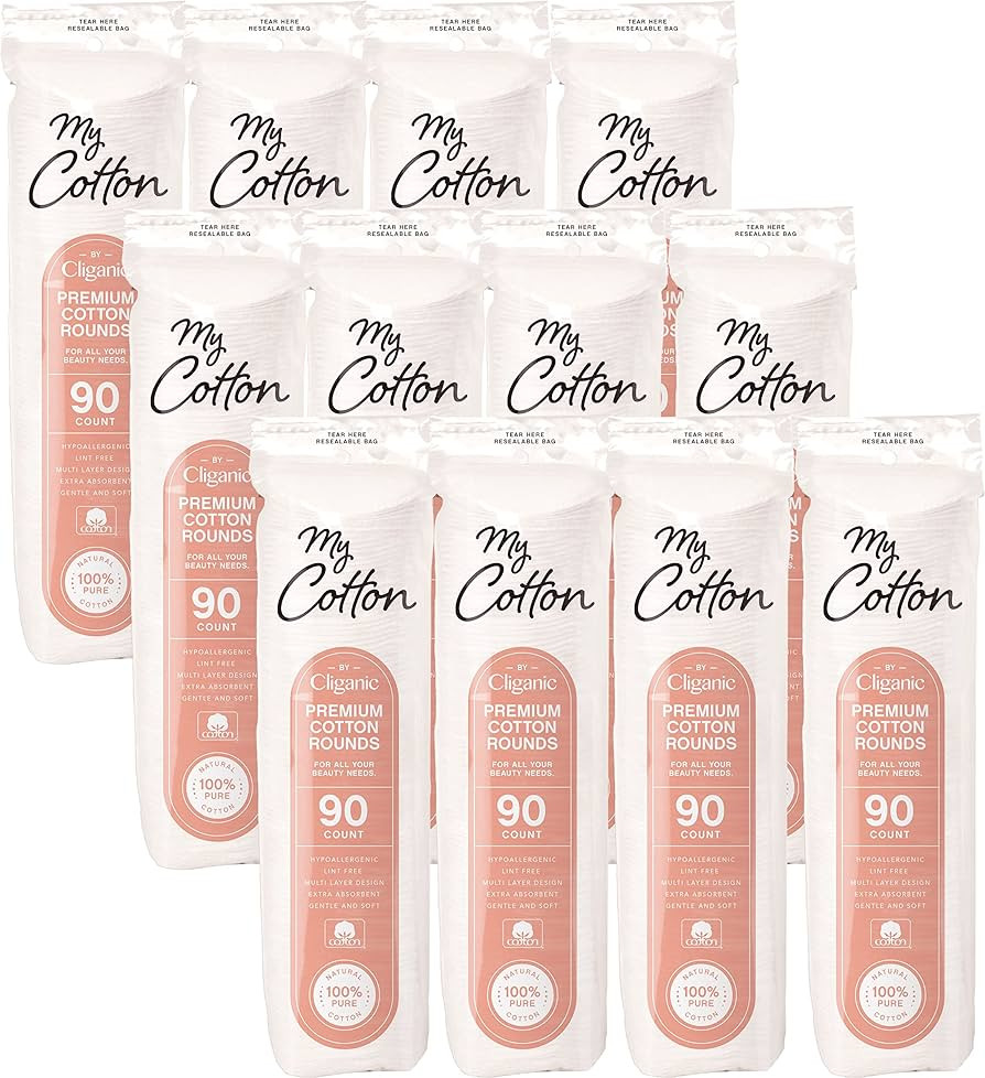 My Cotton Premium Cotton Rounds Bulk (1080 Count) | Makeup Remover Pads, Hypoallergenic, Lint-Fre... | Amazon (US)