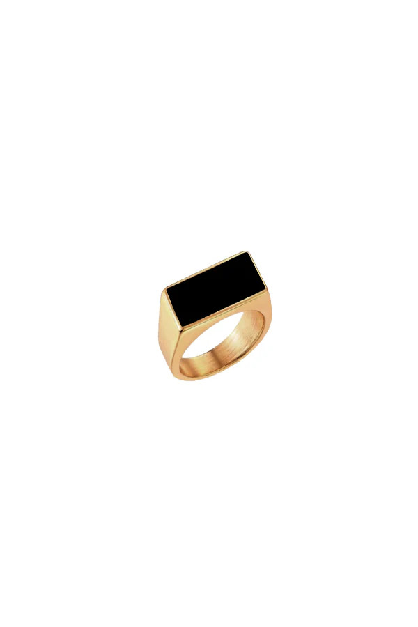 Rectangle Signet Ring- Black / Gold | BAACAL Limited, LLC
