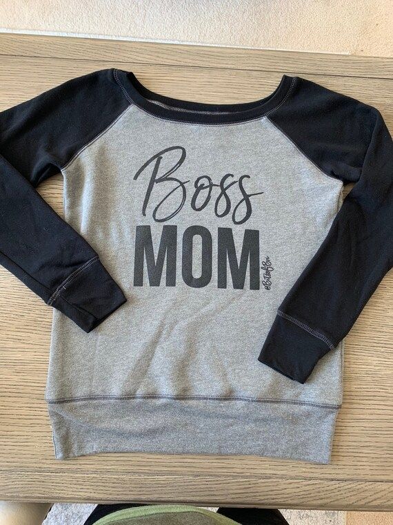 JANUARY PREORDER! Boss Mom Gray and Black-Sleeved Sweatshirt | BitsofBri by Brianna K YouTube Merch  | Etsy (US)