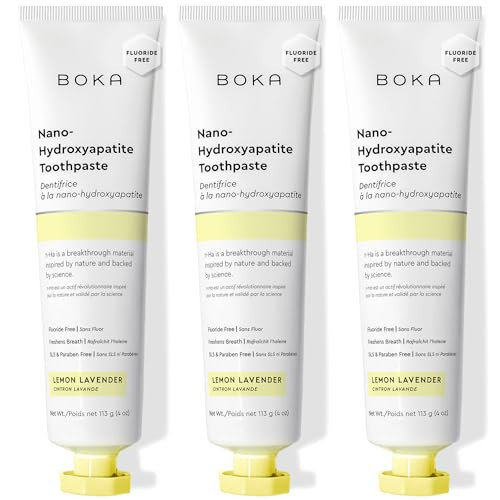 Boka Fluoride Free Toothpaste, Nano Hydroxyapatite Toothpaste, Appropriate for Sensitive Teeth - for Adult, Kids Oral Care - Lemon Lavender Flavor, 4 Fl Oz 3Pk US Manufactured | Amazon (US)