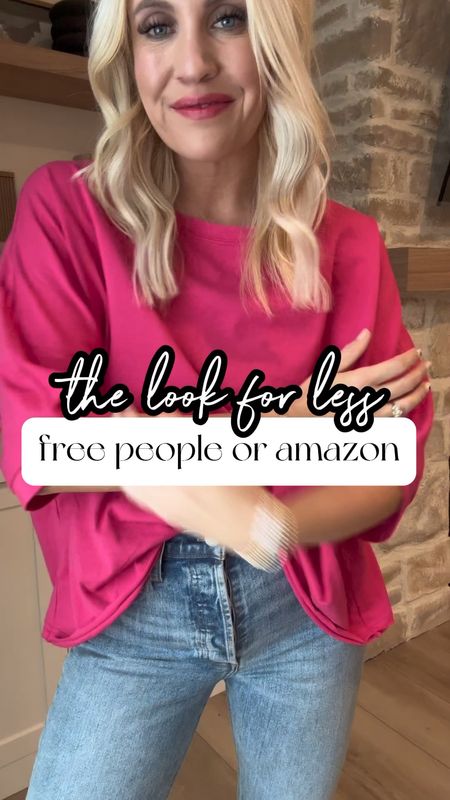 Free people look for less! Amazon find. Size M. Great lookalike for the cc tee but as cheap as $15! The best oversized shirt! You can wear now and into spring and summer. It hangs well and has great stiching: I tried both brands linked and they are both great quality. 

#LTKstyletip #LTKfindsunder50 #LTKsalealert